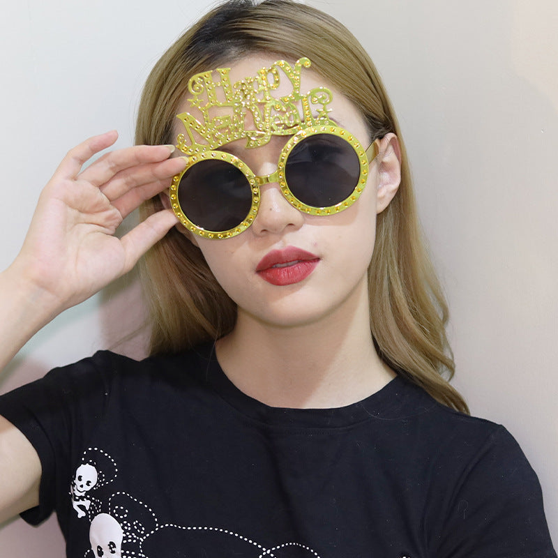 Creative 2024 Happy New Year Party Glasses Supplies Photo Props Holiday Dance Dress Up Funny Glasses