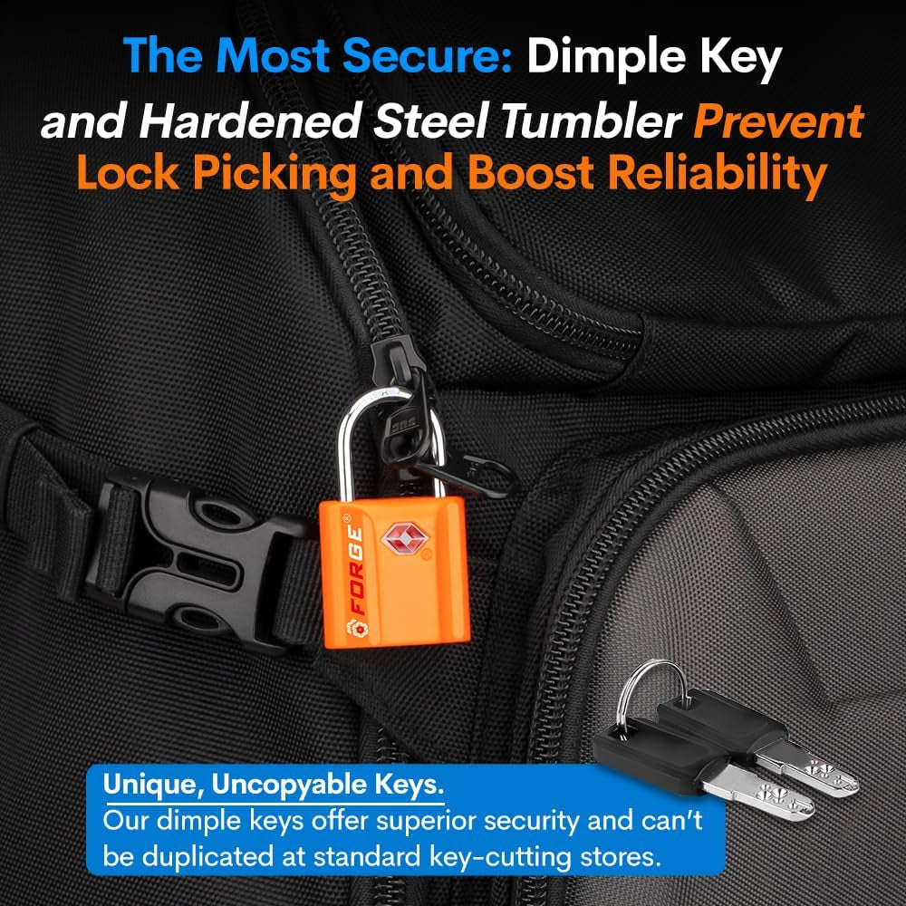 TSA Approved Luggage Locks, Ultra-Secure Dimple Key Travel Locks with Zinc Alloy Body