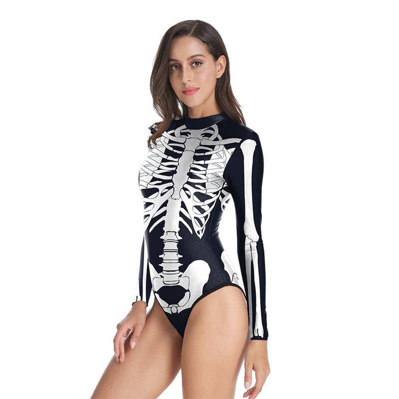 Halloween Water Park Human Body Tissue 3D Digital Printing Long-sleeved Tight Swimsuit