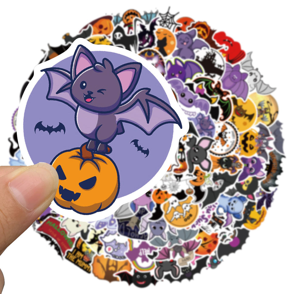 100 Cartoon Halloween Pumpkin Bat Stickers Decoration Car Trunk Children Gift