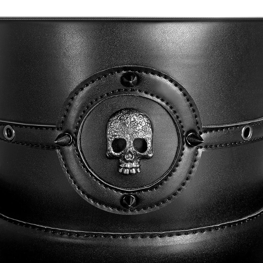 Ladies Hat Plague Doctor Flat Magic Prom Europe Adult Women's Faux Leather Top Halloween Industrial Hat