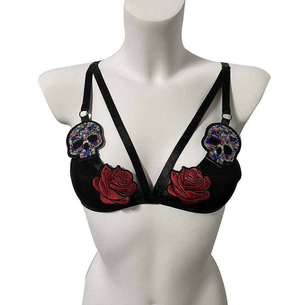 Club Halloween Skull Hooded Bra Underwear