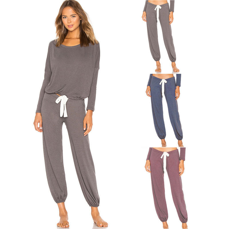 Women's Cotton Skin-friendly Lace-up Waist Ankle Banded Pants