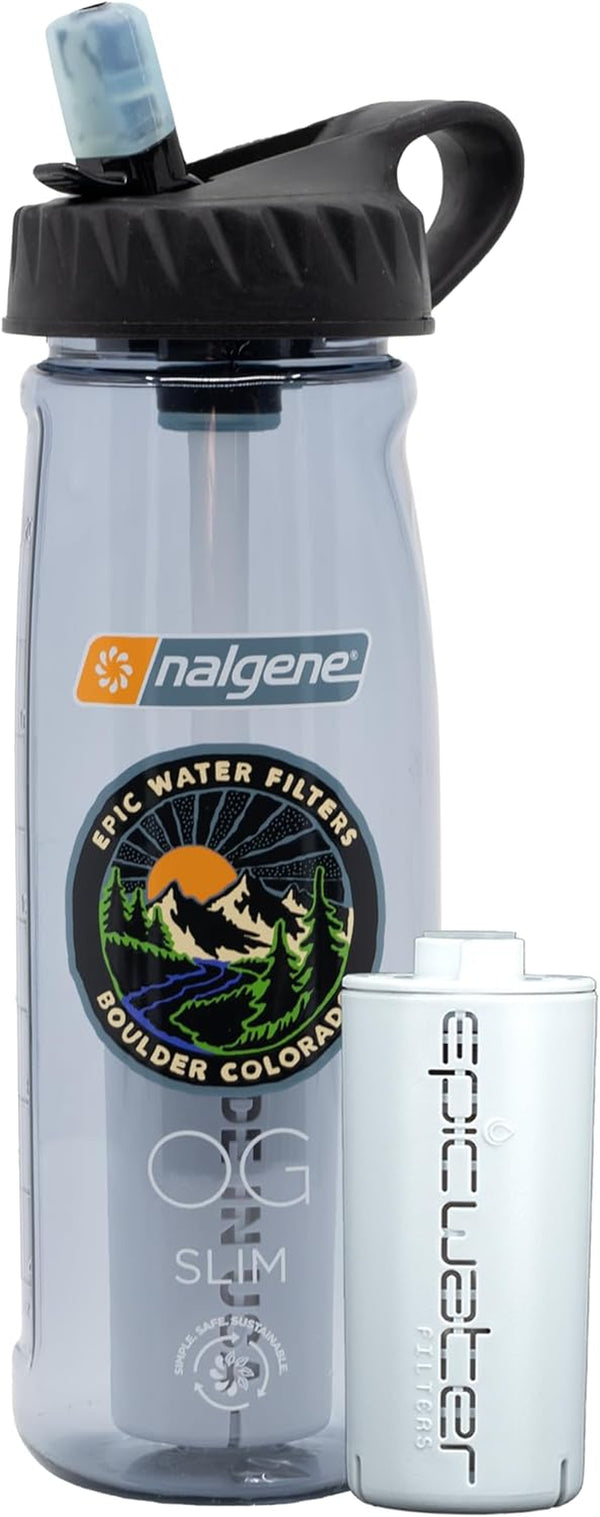 Nalgene OG 32 oz Filter Water Bottle, Smoke Grey