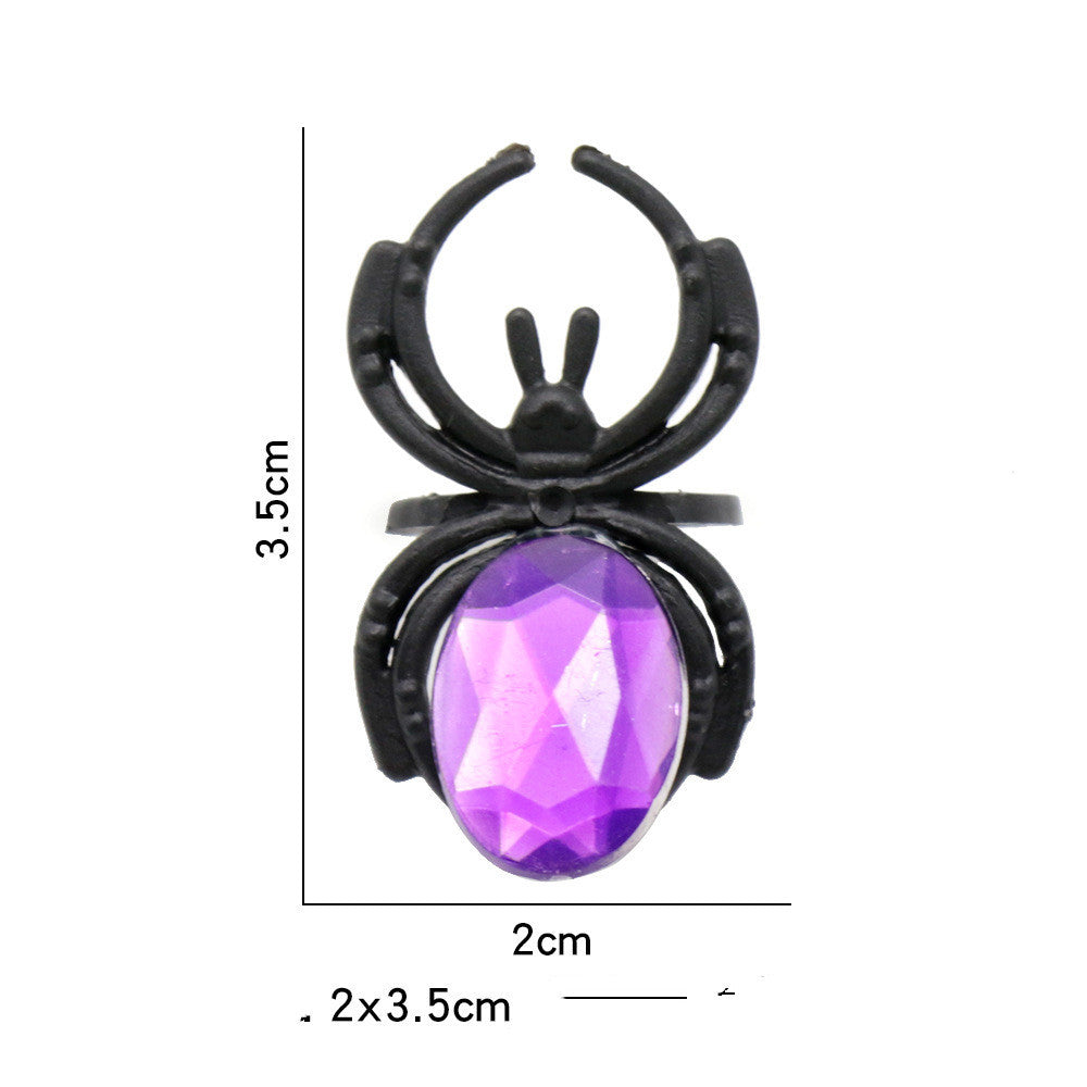 Gem Spider Halloween Plastic Toy Ring