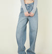 High Waist Loose Retro Brushed White Neutral Daddy Denim Trousers For Women