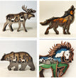 Christmas Decoration Wooden Animal Carving Handcraft Gift Wall Hanging Sculpture 3D Bear Deer Elk Art Decor New Year Ornaments