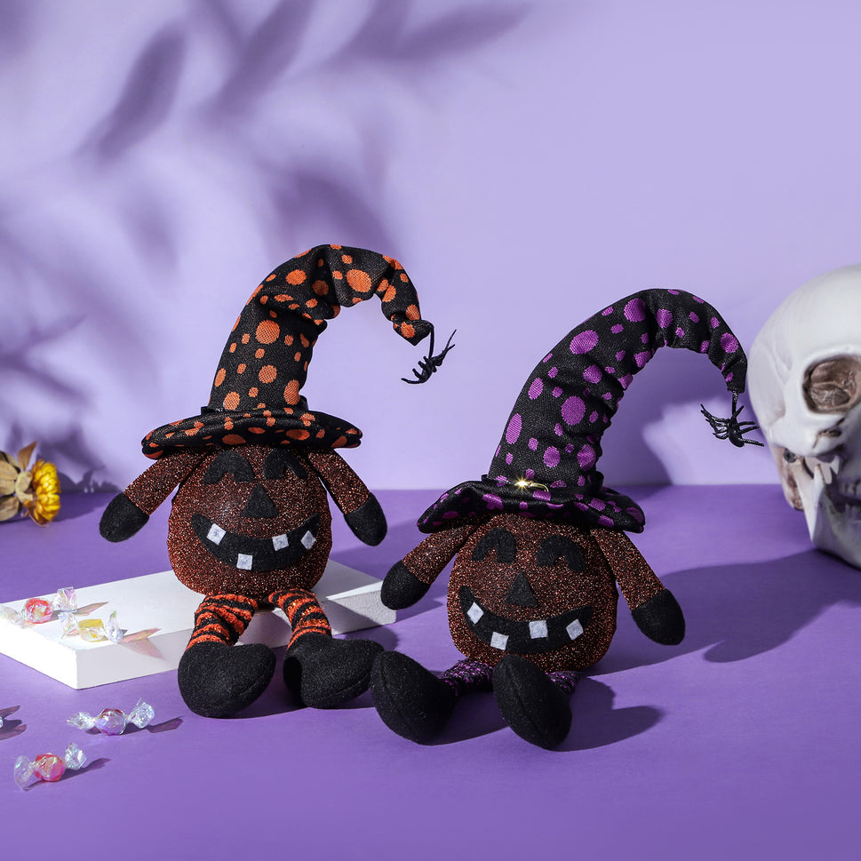 Halloween Dwarf Long Legs Sitting Decoration Piece Spider Glow Grimace Pumpkin Doll