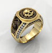 Letter-Embedded Rhinestone Skull Stripe Ring
