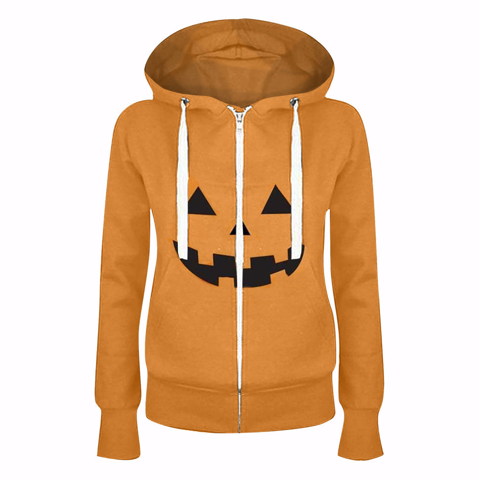 Halloween Men's And Women's Hooded Zipper Sweater Fashion Digital Printing Jacket