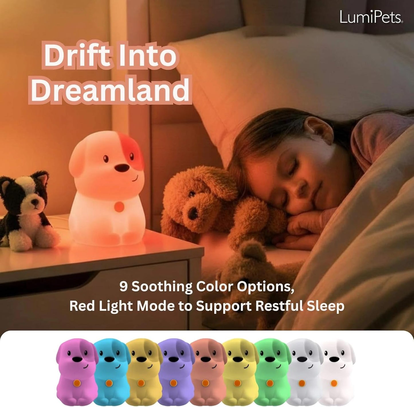 Pepper the Puppy Dog Squishy Silicone Night Light for Kids | Cute Night Light with Remote & Touch Control for Baby & Toddler Bedrooms | Color Changing Animal Lamp | Soft Portable Nightlight