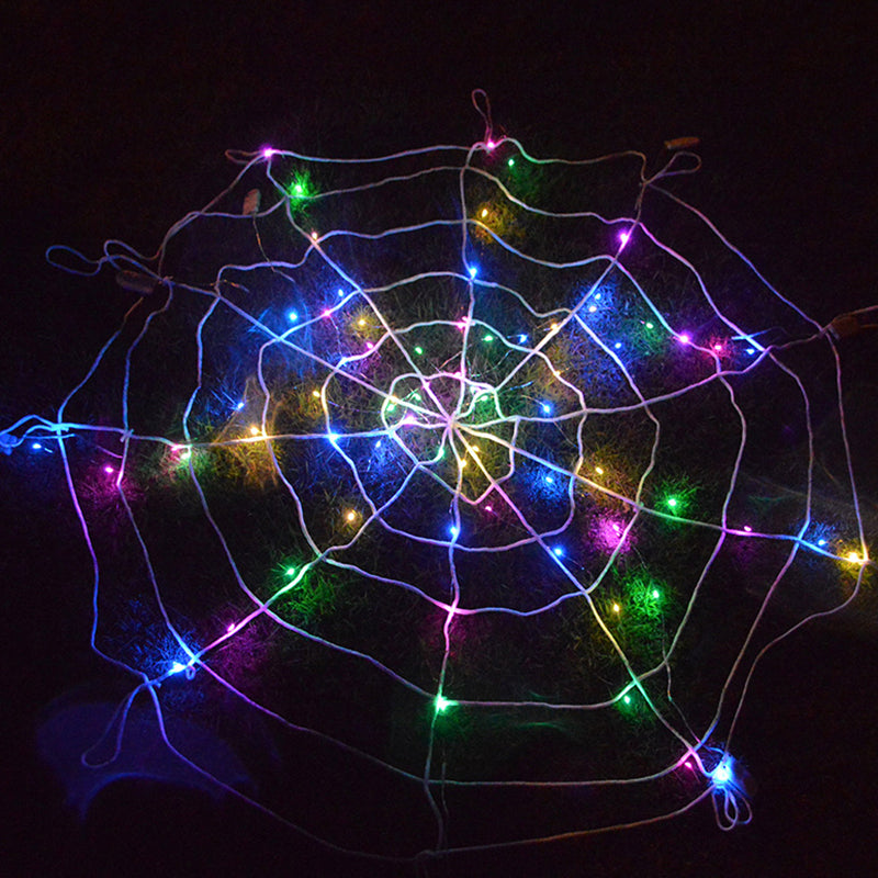 Halloween Ghost Festival Colorful LED Glowing Spider Web