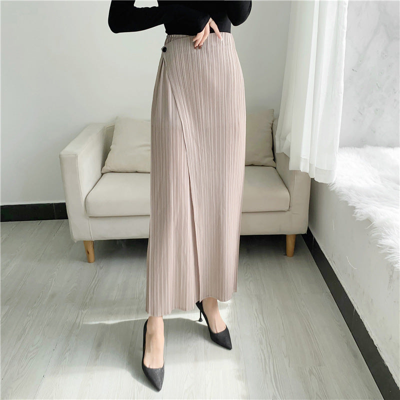 Straight Oblique Loose Slimming Casual Pleated Pants