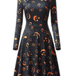 Halloween Pumpkin Print Long Sleeve Dress