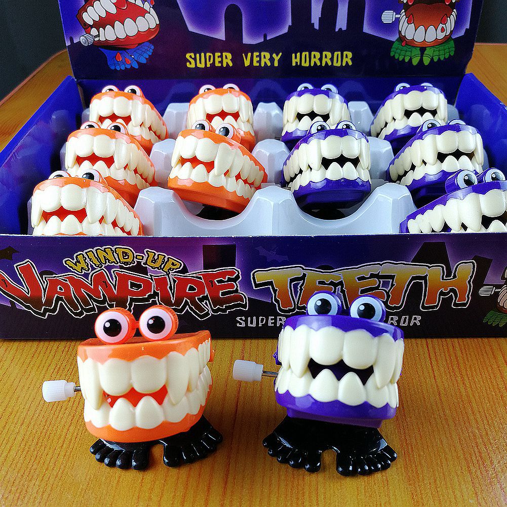 Halloween Wind Up On The Chain Jump Ghost Teeth Jumping Tooth Gift Dental Model Toy For Children Toys All Saints' Day