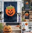 Halloween Autumn Pumpkin Wreath Front Door Hanging Pendant Artificial