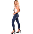 Women's Ripped Denim Suspender Pencil Pants