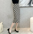 Chessboard Plaid Knitted Skirt Women's Autumn And Winter Korean Style
