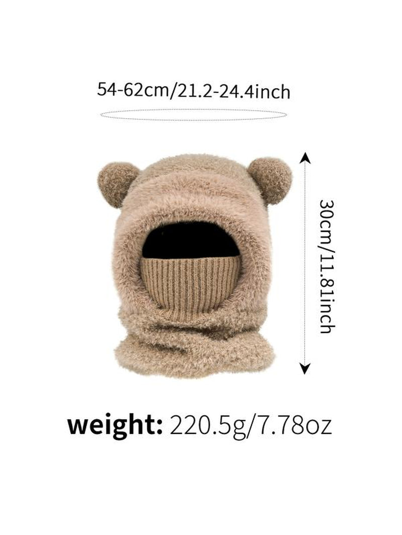 Original Design, Stylish and Cute Bear-Ear Design Windproof Hat, Suitable for Winter Warmth and Protection from the Cold, Ideal for Cyclists. the Hat Is Versatile and Suitable for Both Men and Women of All Ages, Regardless of Head Circumference