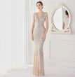 Flower Sequin Craft Party Evening Dress Long