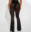 Women's Clothing See-through Lace Bell-bottom Pants