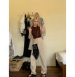Refreshing Retro Small Floral Casual Loose Fitting Straight Tube Light Colored High Waisted Jeans For Women