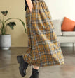 Elastic High Waist Woolen Cloth Plaid A- Line Dress