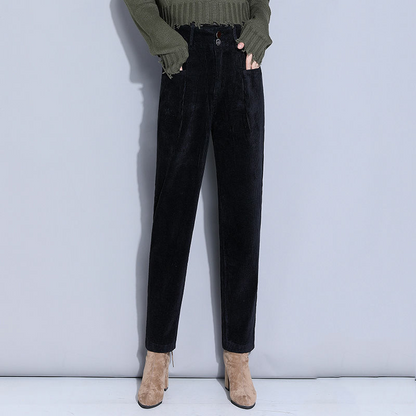Loose Straight Tube Thickened Corduroy Pants For Women