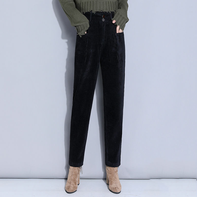 Loose Straight Tube Thickened Corduroy Pants For Women