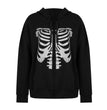 European And American Halloween Skull Print Pullover Hooded Zip Cardigan