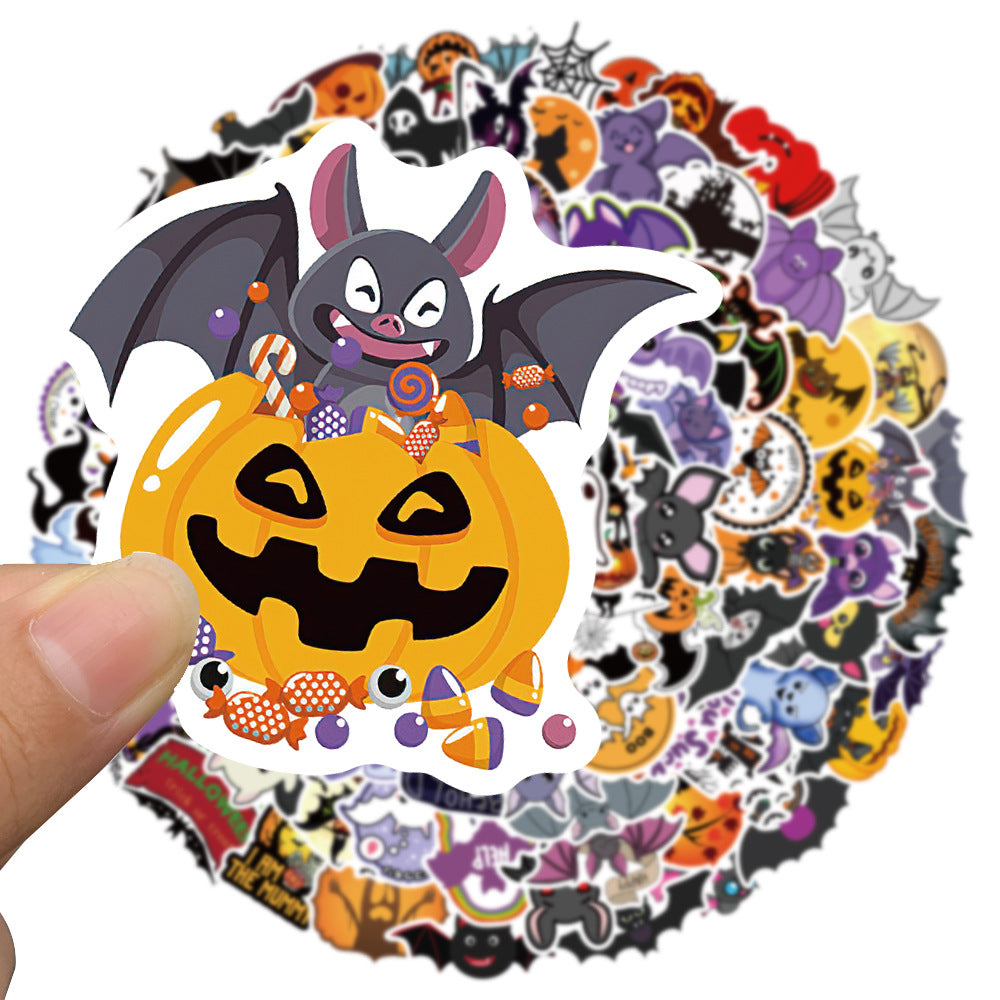 100 Cartoon Halloween Pumpkin Bat Stickers Decoration Car Trunk Children Gift