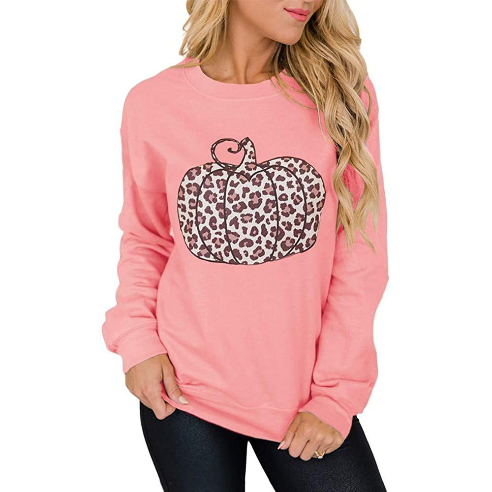 European And American Women's Halloween Leopard Pumpkin Print