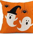 Halloween Orange Ghost Linen Pillowcase
