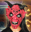 Halloween Scary Latex Devil Head Face Mask Long Hair Party Cosplay Costume Props