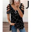 Halloween Theme Digital Printing Hollow V-neck Long-sleeved T-shirt