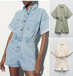 New Casual Fashion Multicolor Denim Jumpsuit