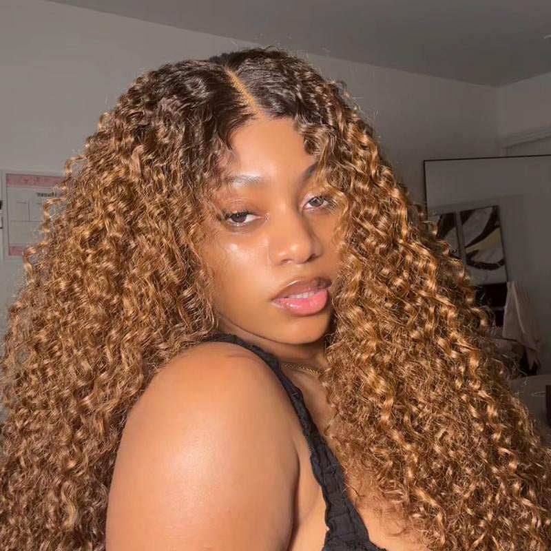 [Blend]Frodio Veralux™ Blend Human Hair 24” Golden Chestnut Curly 13X6 HD Lace Wig Glueless Wear Go Wig Tiktokshopblackfriday