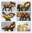 Christmas Decoration Wooden Animal Carving Handcraft Gift Wall Hanging Sculpture 3D Bear Deer Elk Art Decor New Year Ornaments