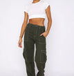 Women's Fashion Stitching Straight Multi-pocket Cargo Pants