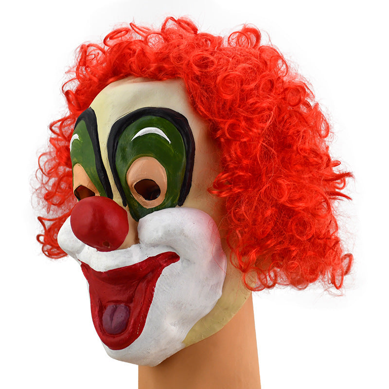 Halloween Funny Red Hair Clown Mask Masquerade Party Dress Up Props