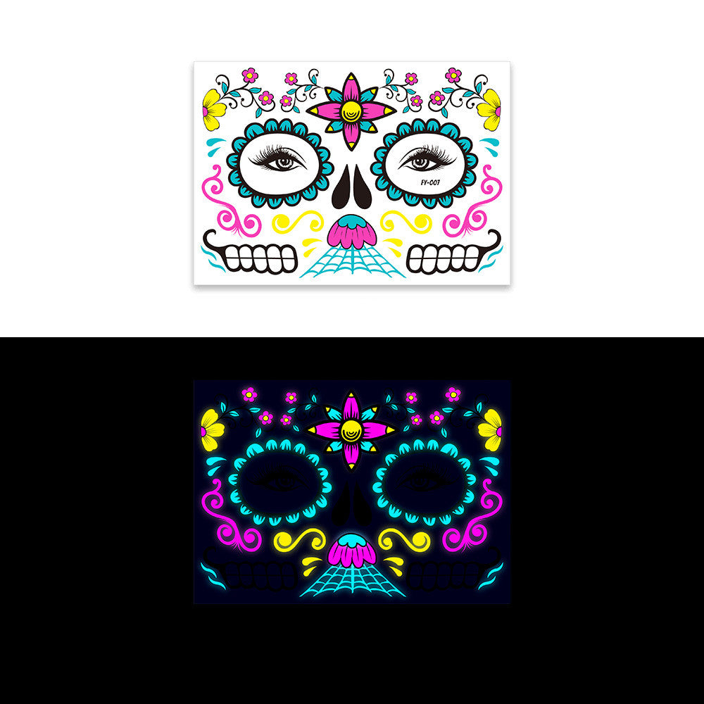 Halloween Fluorescent Funny Death Face Stickers