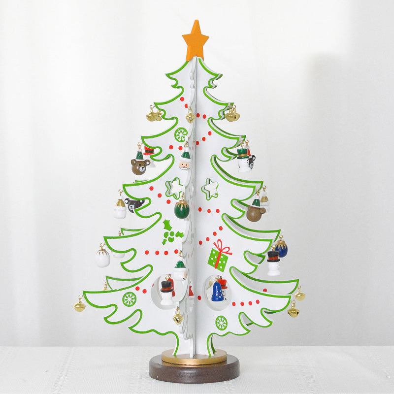 Combination Three-dimensional Pendant Villain Wooden Christmas Tree Ornament