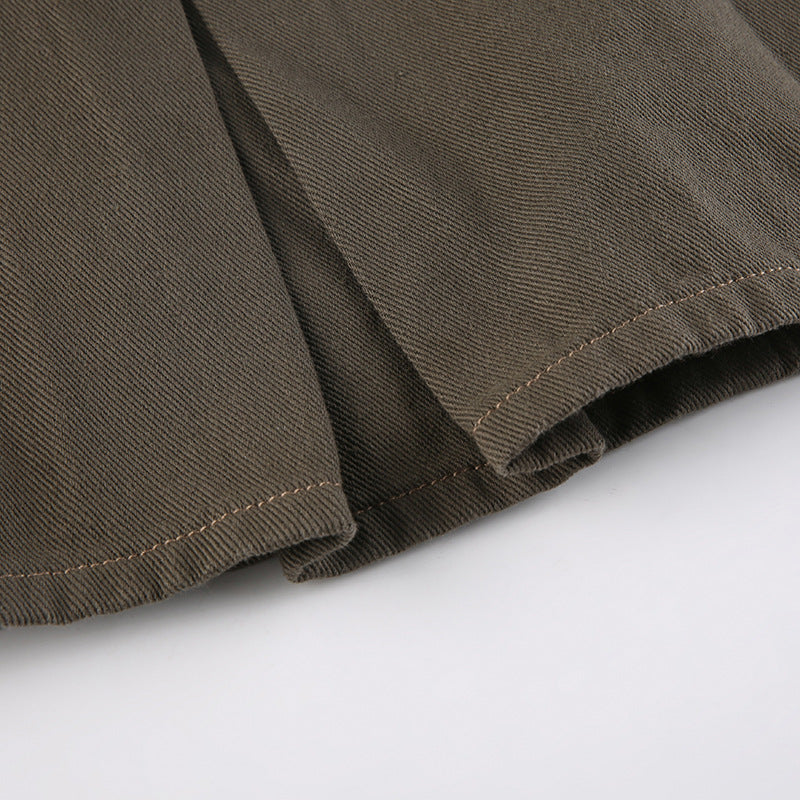 Niche High Waist Slimming A- Line Pleated Short Skirt For Women