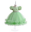 Girls' Fashion Halloween Mesh Stitching Puff Sleeve Dress