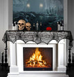 Halloween Spider Web Fireplace Cloth Lace Black Stove Towel Cloth Indoor And Outdoor Home Decoration
