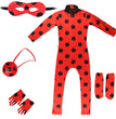Kids Ladybug Costume Dress Up Cosplay Black Spot Red Jumpsuit 5Pcs Sets For Halloween Carnival Masquerade Fantasy