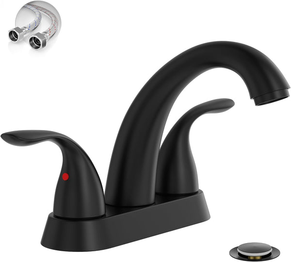 Matte Black 4" Centerset Bathroom Sink Faucet