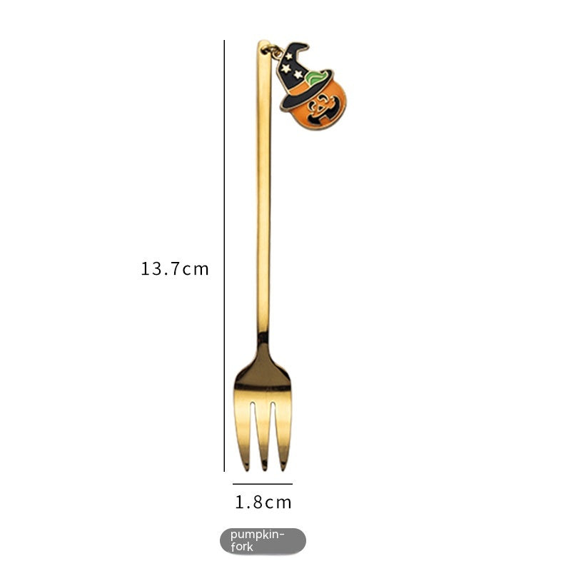 Halloween Style Pendant Stainless Steel Coffee  Creative Pumpkin Spoon