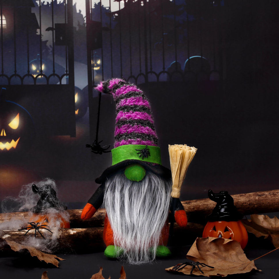 Halloween Fashion Broomstick Faceless Doll Figurine