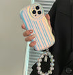 Laser Wave Silicone Phone Case Gradient Laser Stripes Bracelet Case For IPhone 14 13 12 11 Pro Max Plus Bead Chain